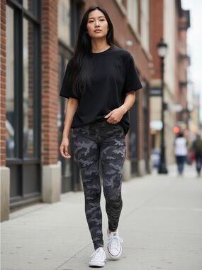 wild fable Black & Gray Camo High-Waist Leggings